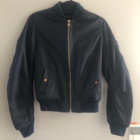 TOPSHOP Navy Blue Ma1 Bomber Jacket - Picture 2 of 3